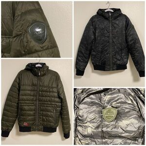 Pajar Jacket Men Size Small Olive Camo Reversible Puffer Jacket Maxwell Military